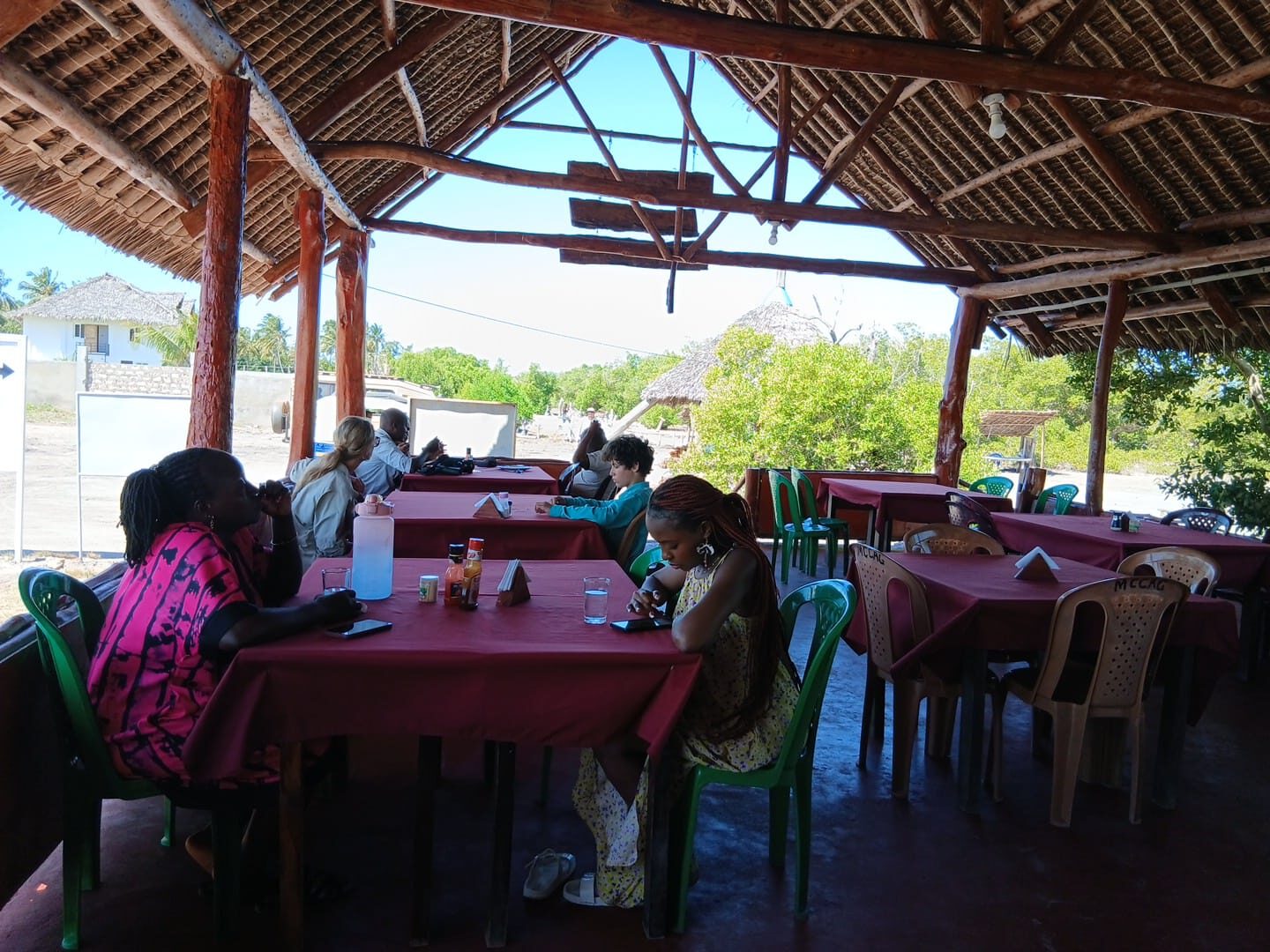 Dining area at Mangrove Breeze Restaurant overlooking Mida Creek
